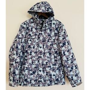 Ripzone Core 5000mm Snowboard Ski Mens Gray Blue Jacket Puzzle Pieces Sz Medium